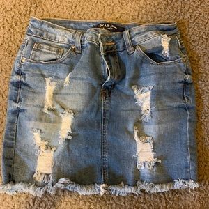 Ripped Jean Skirt
